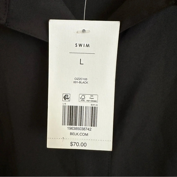 NWT Crown & Ivy Womens Large Black Button Up Swim Cover Up Shirt performance New - Picture 4 of 4